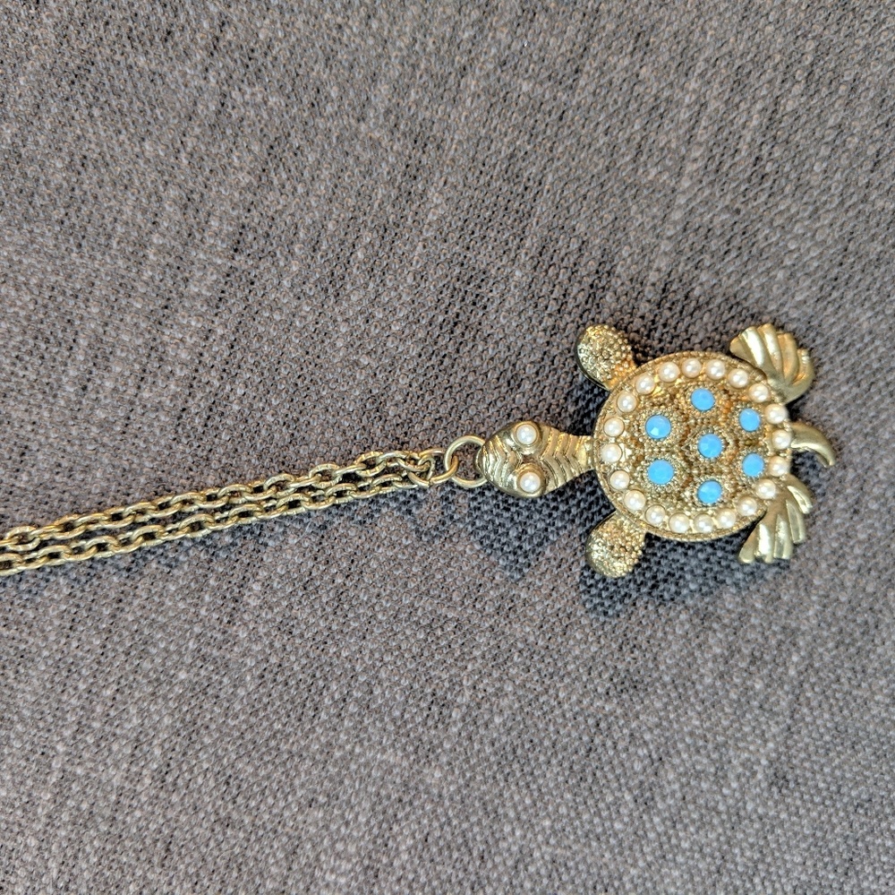 Gold turtle necklace
